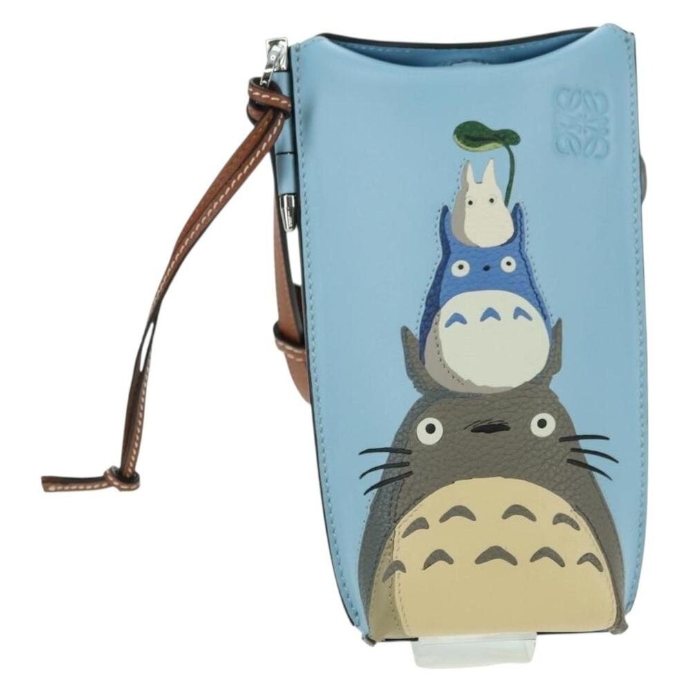Loewe x Ghibli My Neighbor Totoro Gate Pocket Leather Light Shoulder Bag Blue